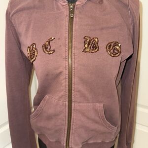BCBG Purple Hoodie with Gold Accents